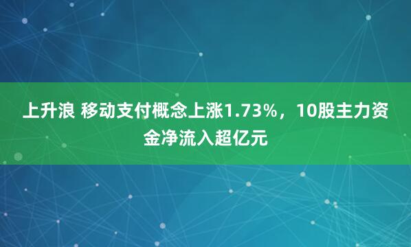 上升浪 移动支付概念上涨1.73%，10股主力资金净流入超亿元
